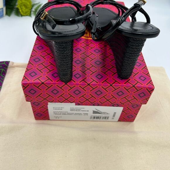 Women’s Tory Burch multi strap wedge sandal, snake embossed 75 mm size 9.5 - Picture 8 of 10